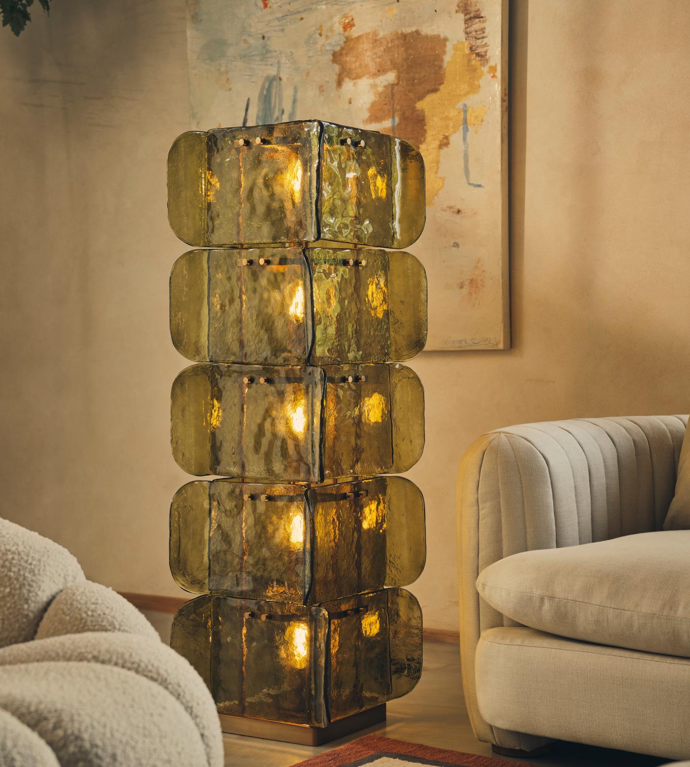 Lush Glass Tower Floor Lamp