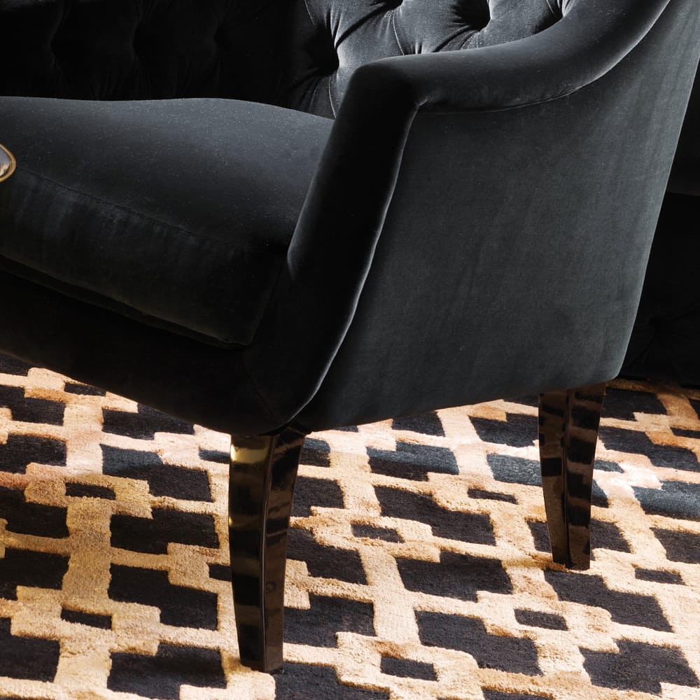 Luxurious Button Upholstered Black Velvet Armchair