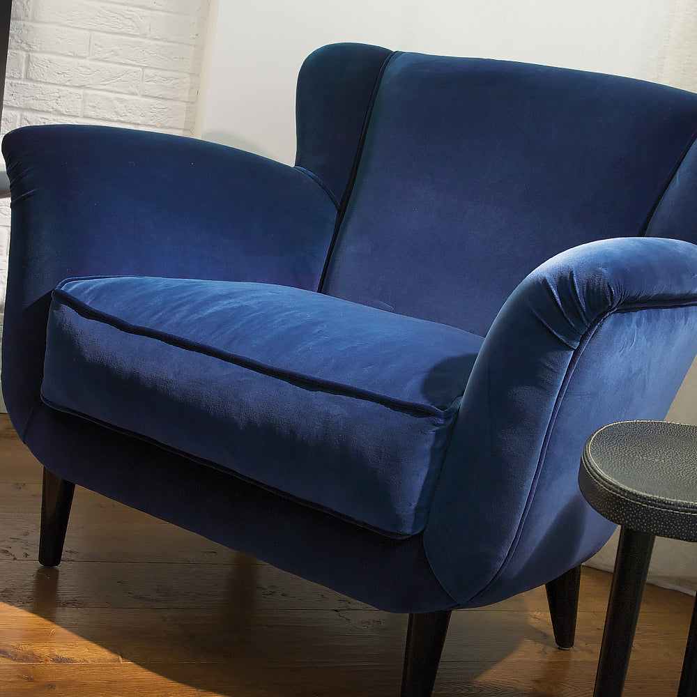 Luxurious Contemporary Blue Velvet Armchair