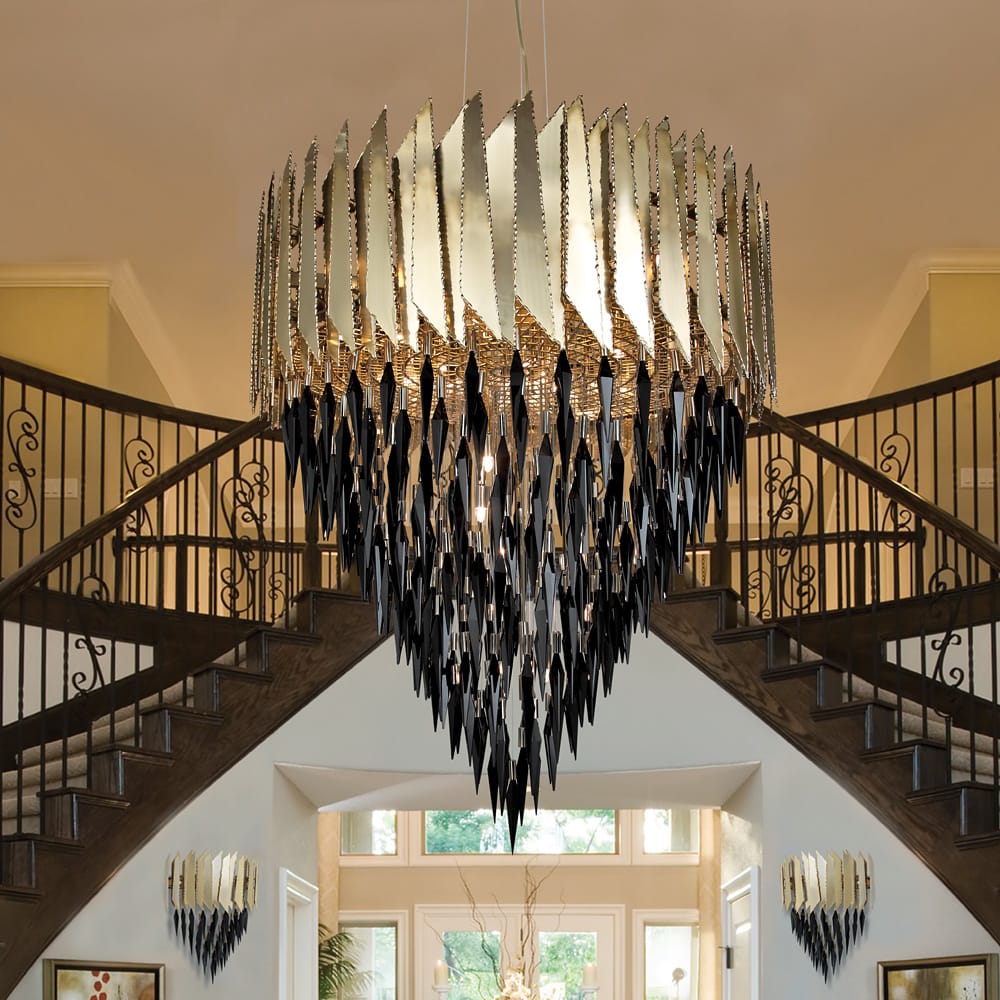 Luxurious 24 Carat Gold Plated Contemporary Crystal Chandelier