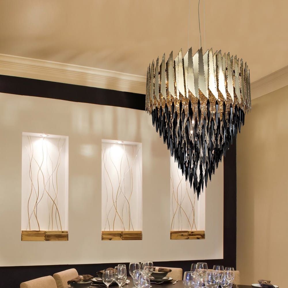 Luxurious 24 Carat Gold Plated Contemporary Crystal Chandelier