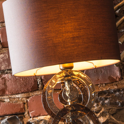 Luxurious Italian Antique Brass Glass Rings Table Lamp