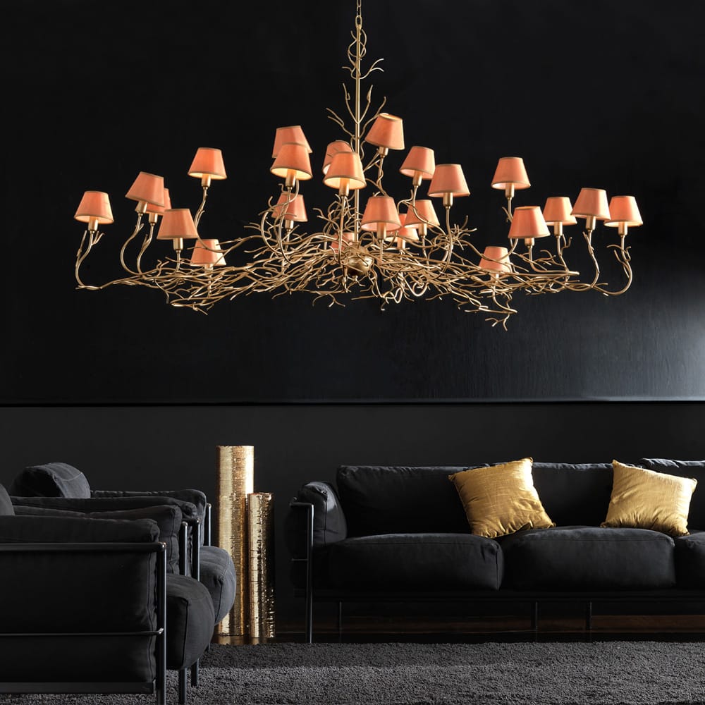 Luxurious Italian Branch 24 Light Wrought Iron Chandelier