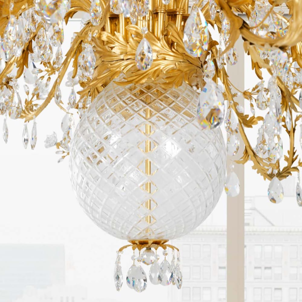 Luxurious Italian Crystal Florentine Style Large Chandelier