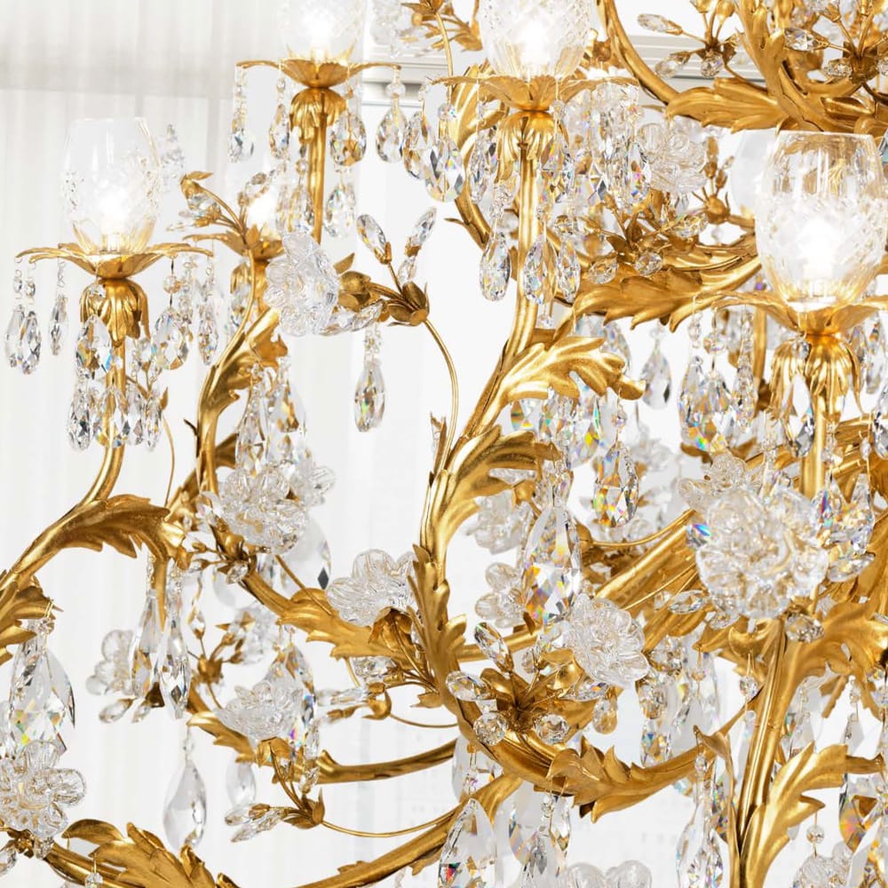 Luxurious Italian Crystal Florentine Style Large Chandelier