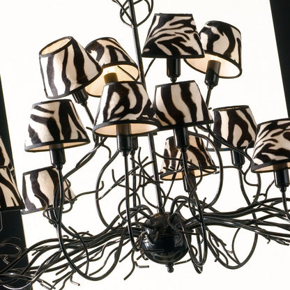 Modern Italian Branch Chandelier With Printed Shades