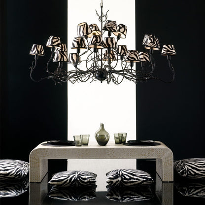 Modern Italian Branch Chandelier With Printed Shades