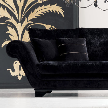 Luxurious Modern Black Velvet Three Seater Sofa