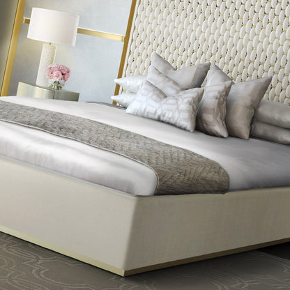 Luxurious Modern Designer Velvet And Brass Interlaced Bed