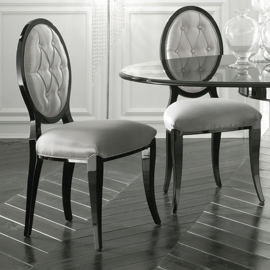 Luxurious Oval Buttoned Upholstered Dining Chair