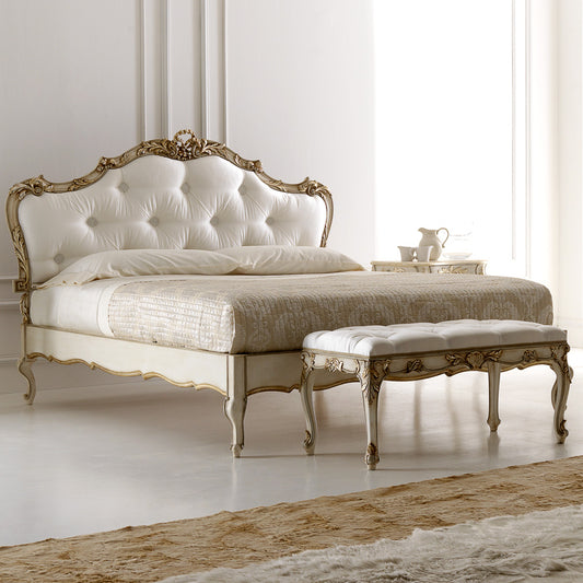 Luxurious Rococo Italian Button Upholstered Bed