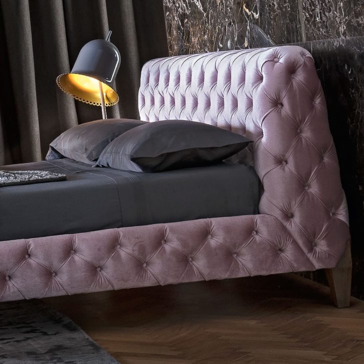 Luxury Italian Button Upholstered Velvet Bed