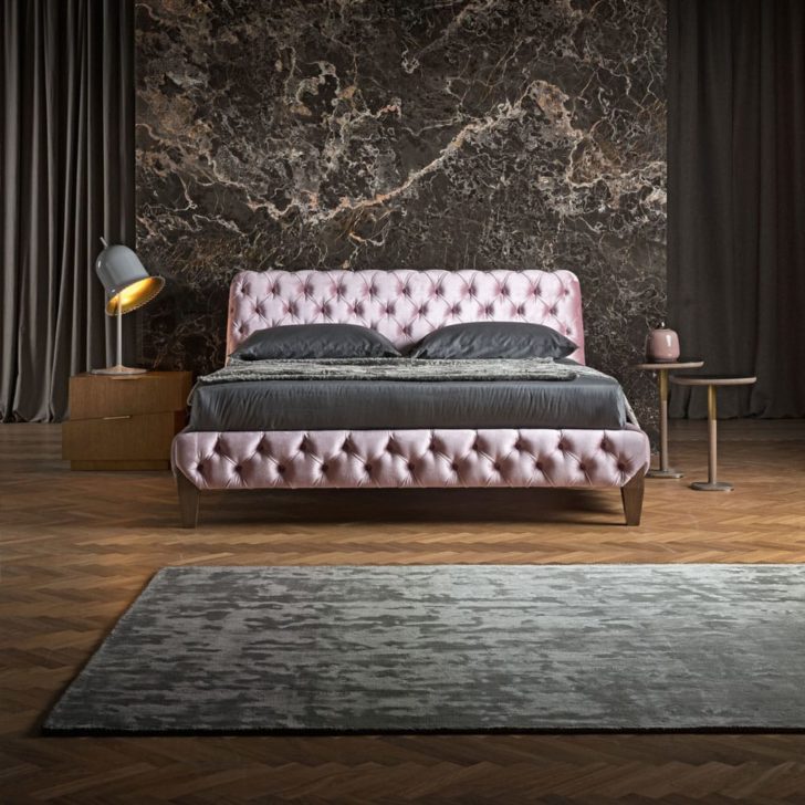 Luxury Italian Button Upholstered Velvet Bed