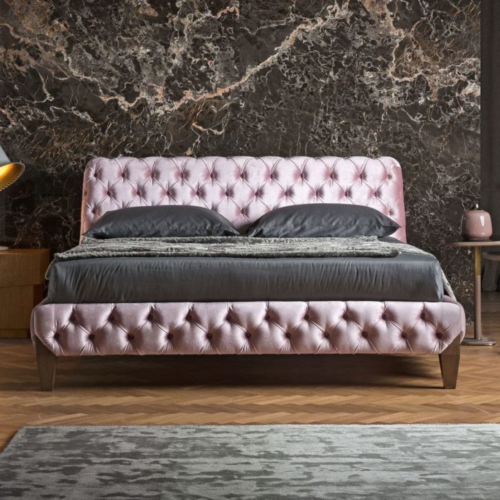 Luxury Italian Button Upholstered Velvet Bed