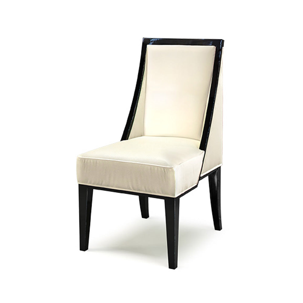 Luxury Black Lacquered Velvet Designer Dining Chair