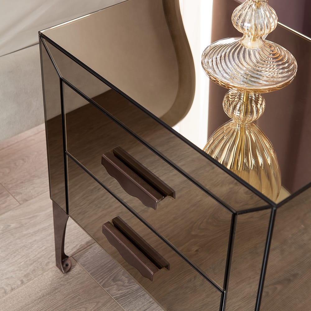 Luxury Bronzed Mirrored Bedside Table