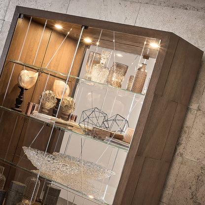 High End Contemporary Oak Brass Display Cabinet