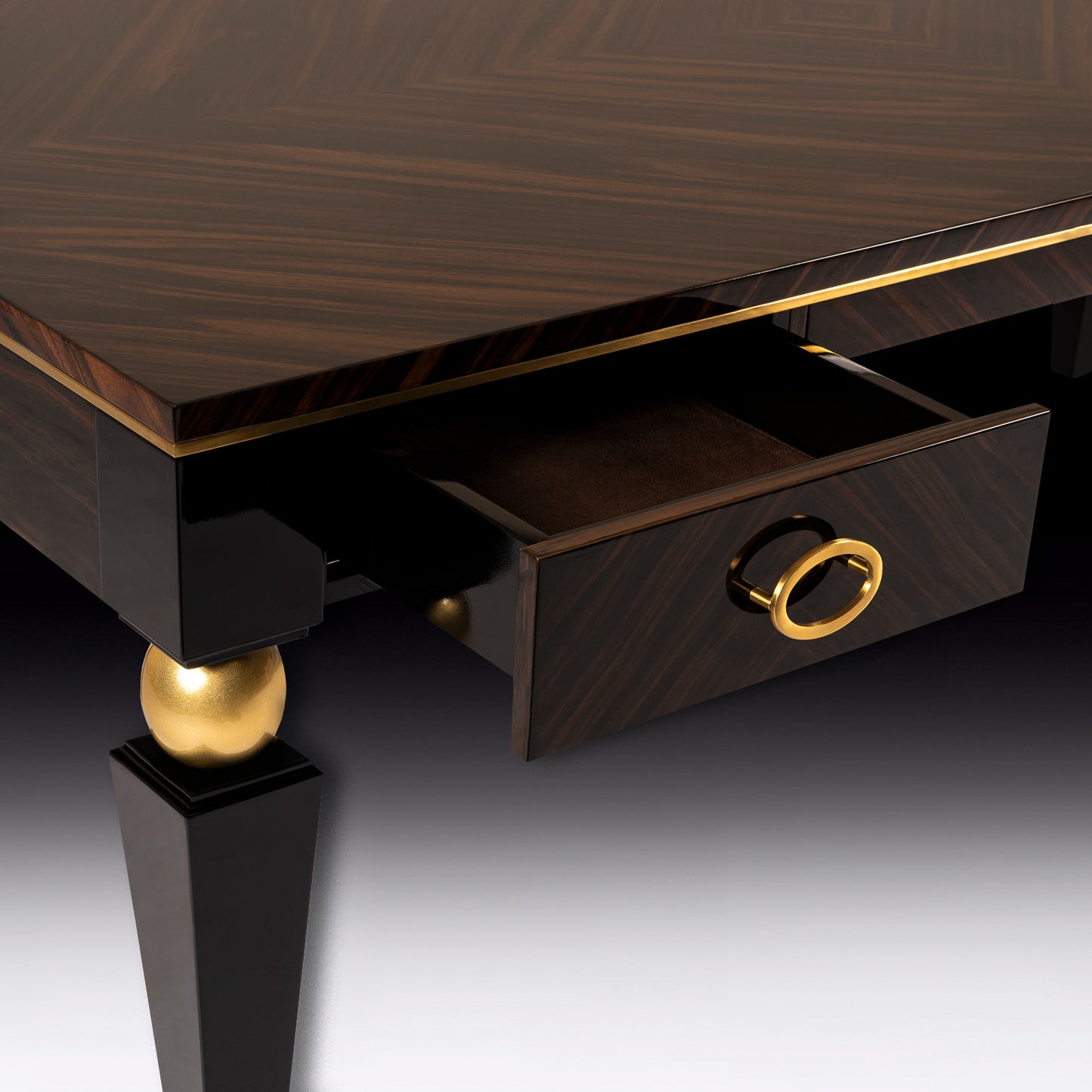 Luxury Designer Ebony Gloss Veneer Desk