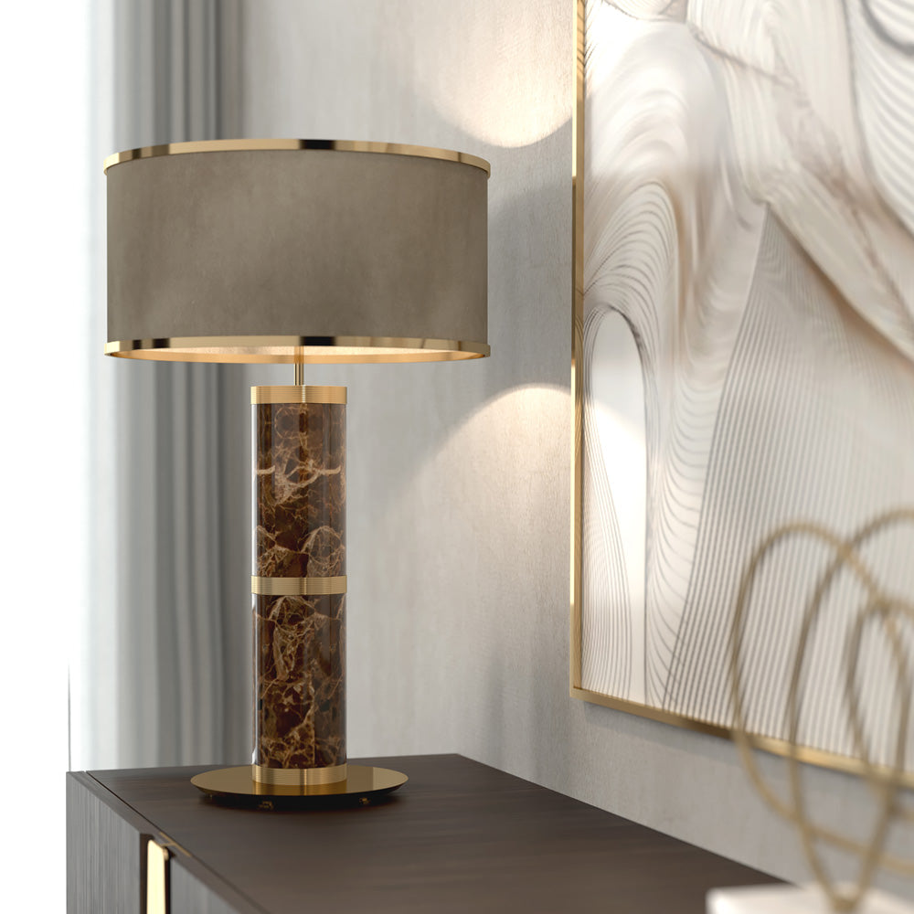 Luxury Designer Emperador Marble Table Lamp