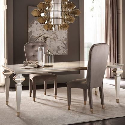 Luxury Italian Designer Rectangular Mother Of Pearl Dining Set