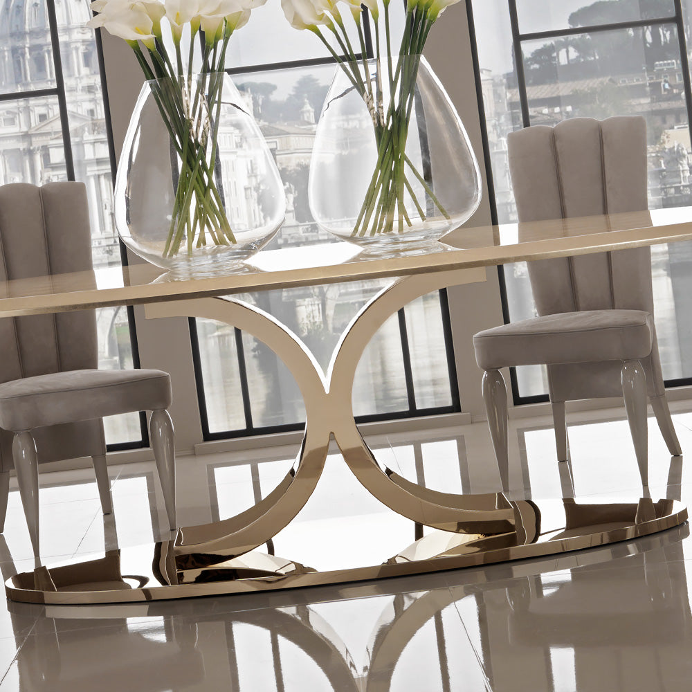 Luxury Gold Leaf Oval Designer Dining Table