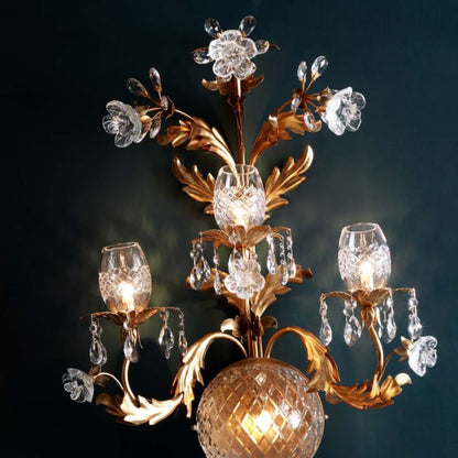 Luxury Italian Bohemian Crystal Florentine Style Large Wall Light