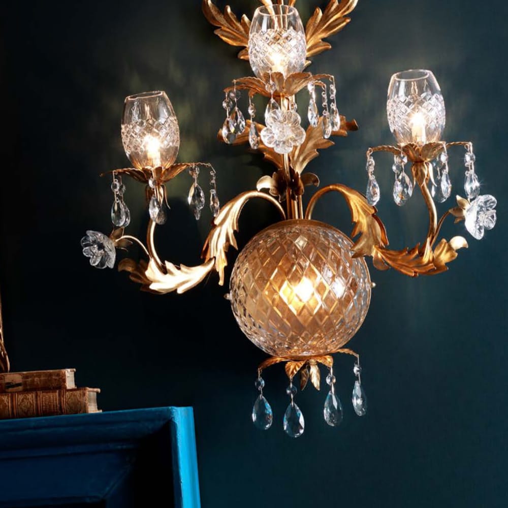 Luxury Italian Bohemian Crystal Florentine Style Large Wall Light