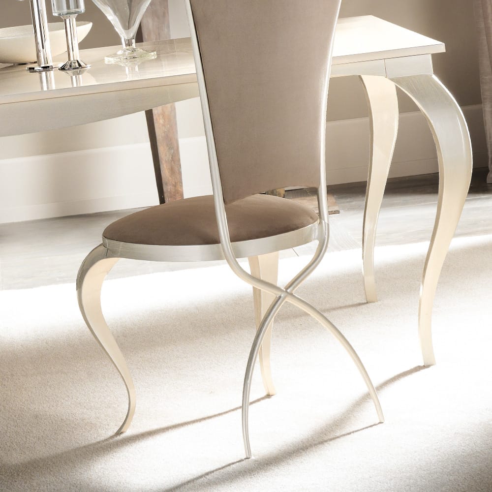 Luxury Italian Cross Legged Nubuck Tall Dining Chair