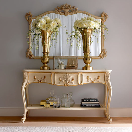 Luxury Italian Designer Classic 3 Drawer Console And Mirror