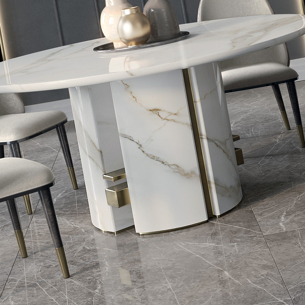 Contemporary Round Marble Dining Table