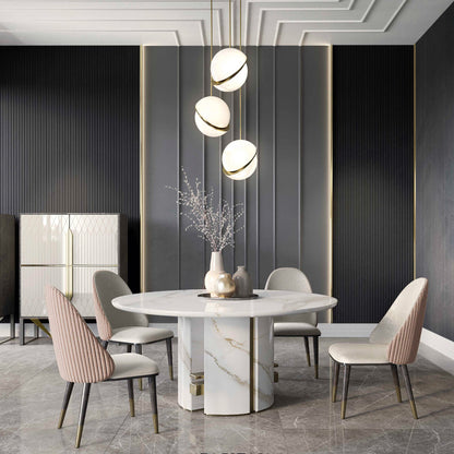 Contemporary Round Marble Dining Table Set