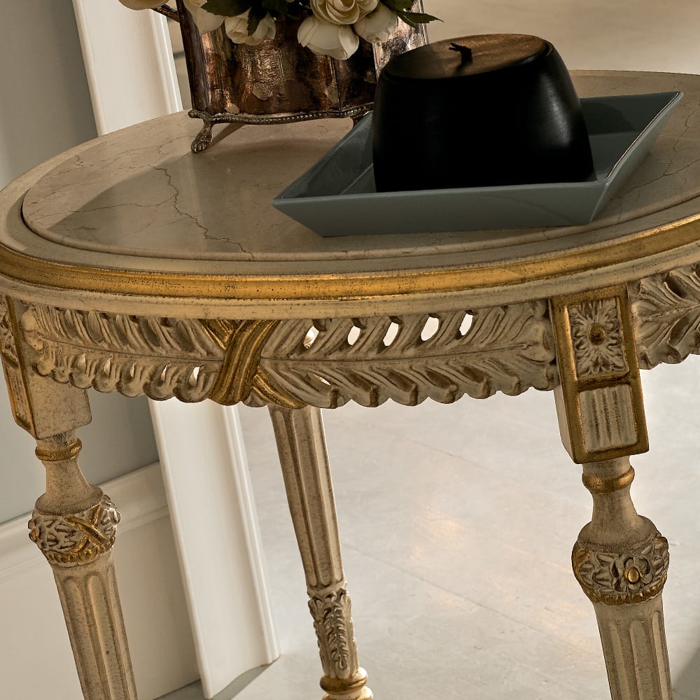 Luxury Italian Designer Oval Marble Side Table