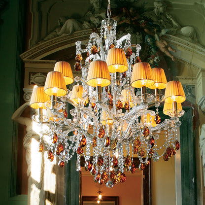 Luxury Italian Gold Amber Crystal Chandelier