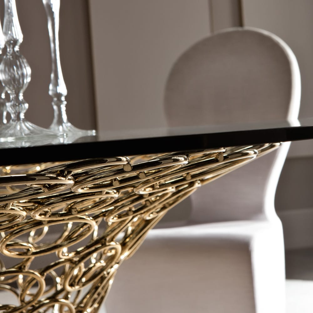 Luxury Italian Rings Glass Dining Table