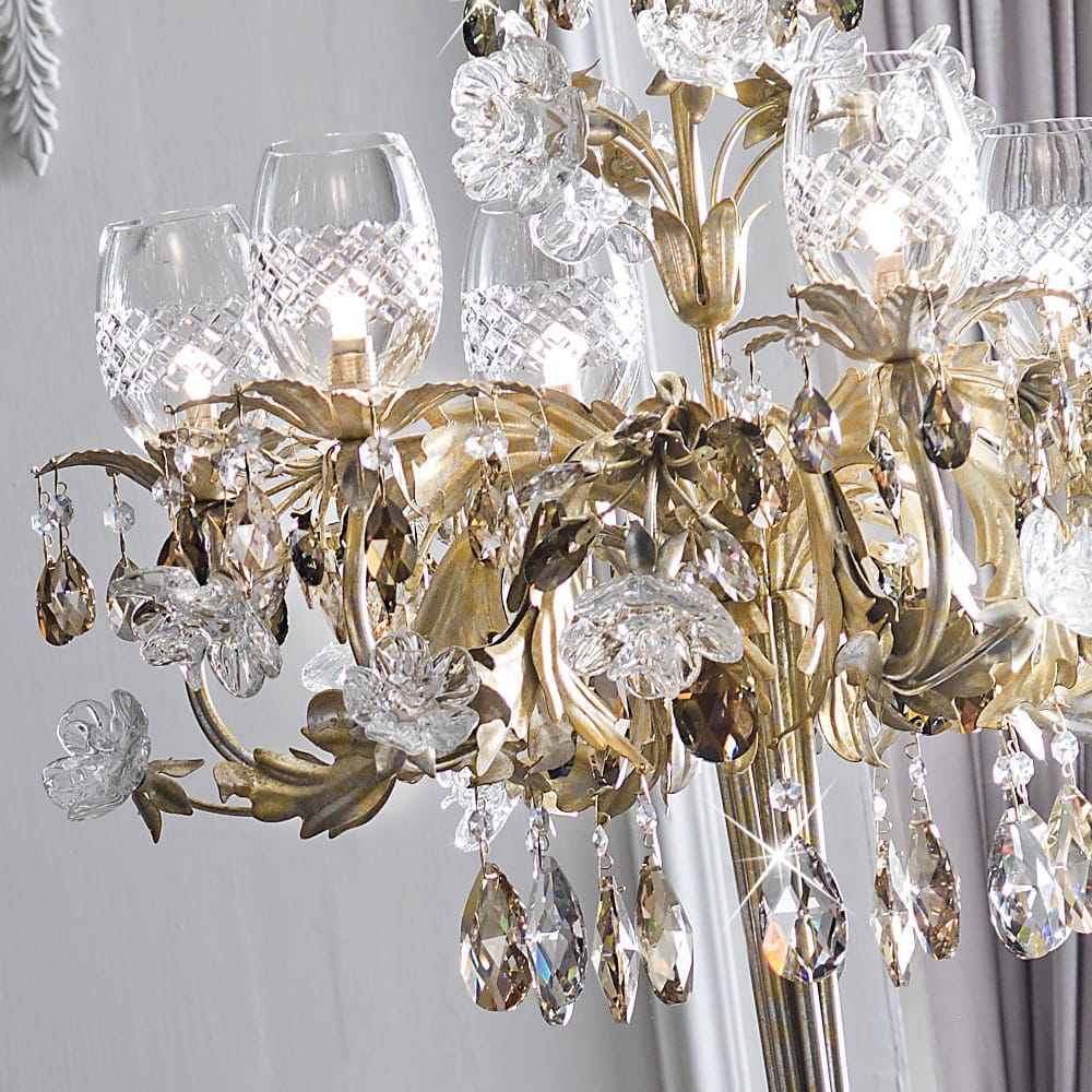 Luxury Italian Crystal Florentine Style Floor Lamp