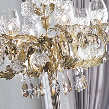 Luxury Italian Crystal Florentine Style Floor Lamp