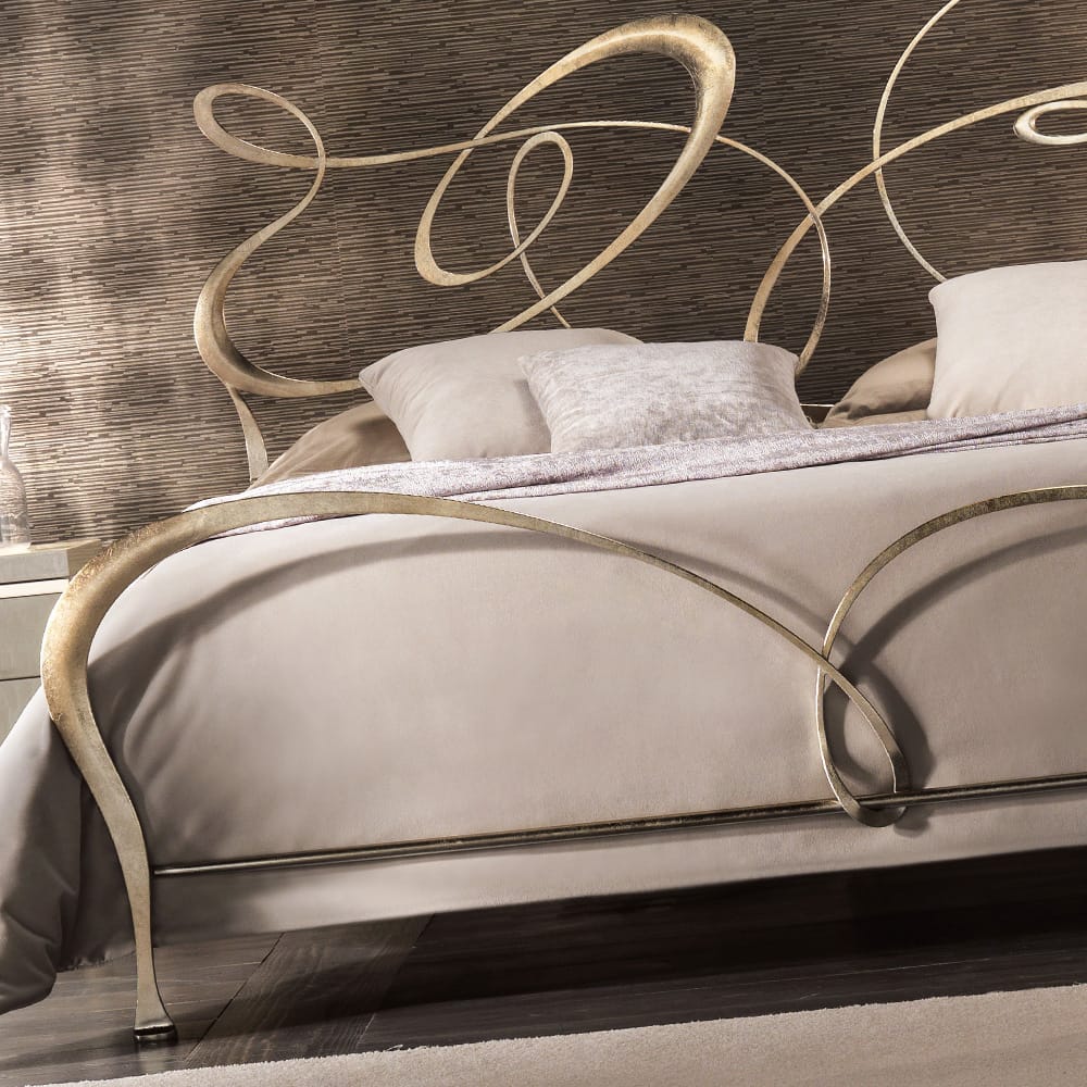 Luxury Italian Wrought Iron Swirls Bed With Footboard