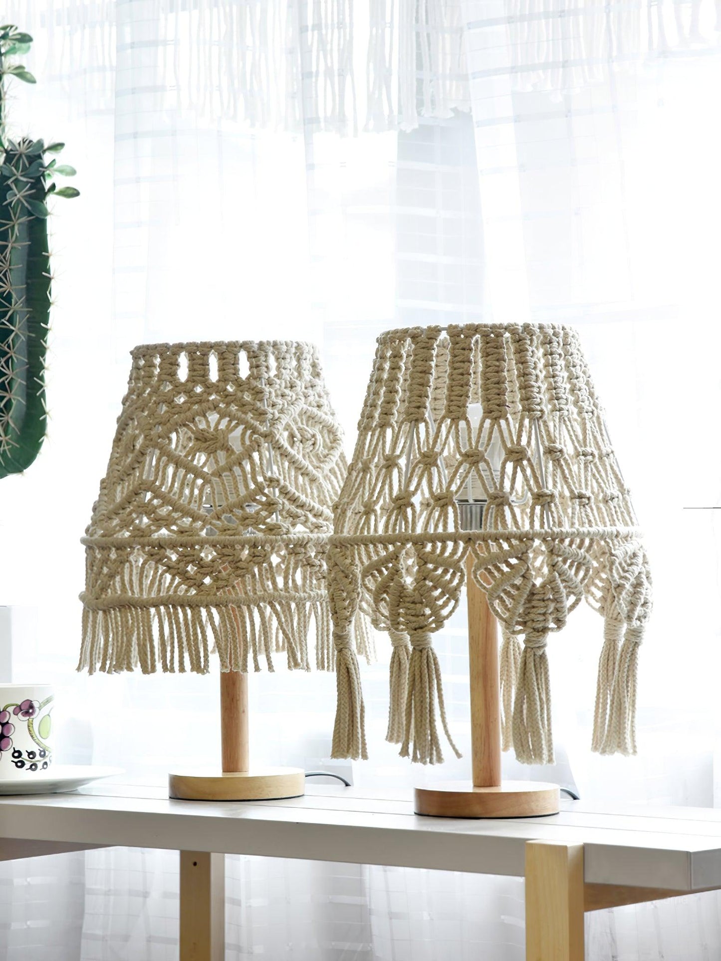 Macrame Side table lamp Table Lamp