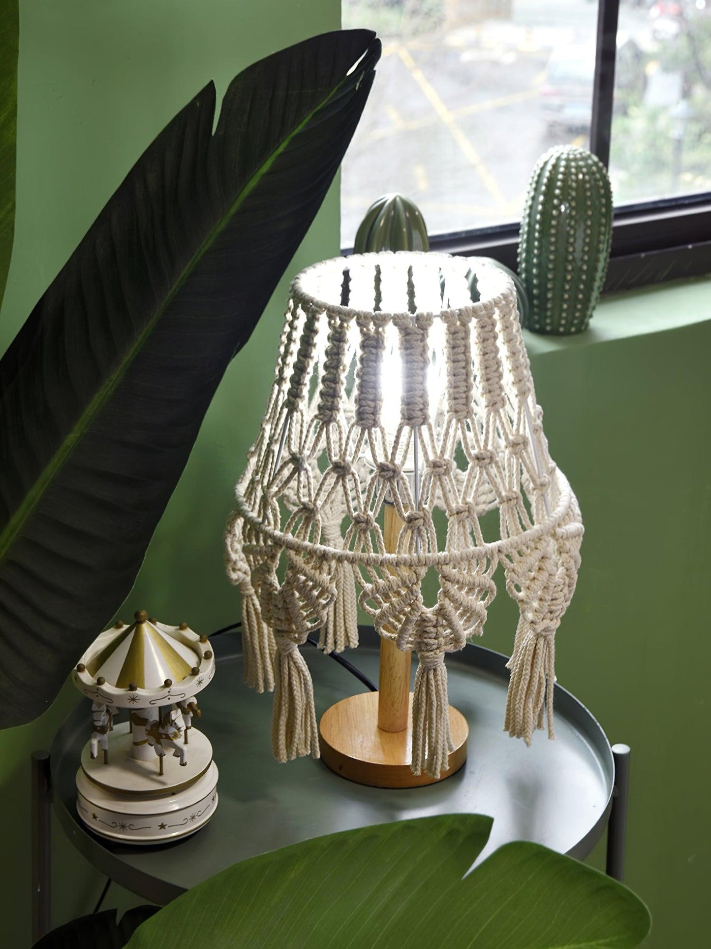 Macrame Side table lamp Table Lamp