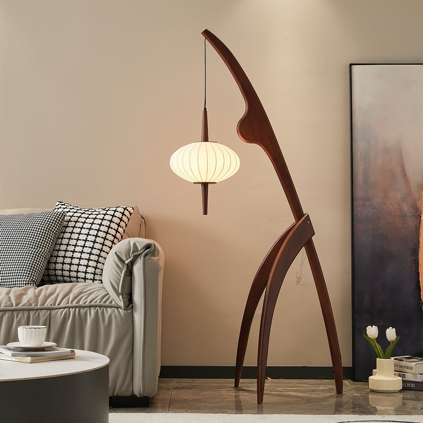 Mantis Wood Torchiere Lamp Floor Lamp