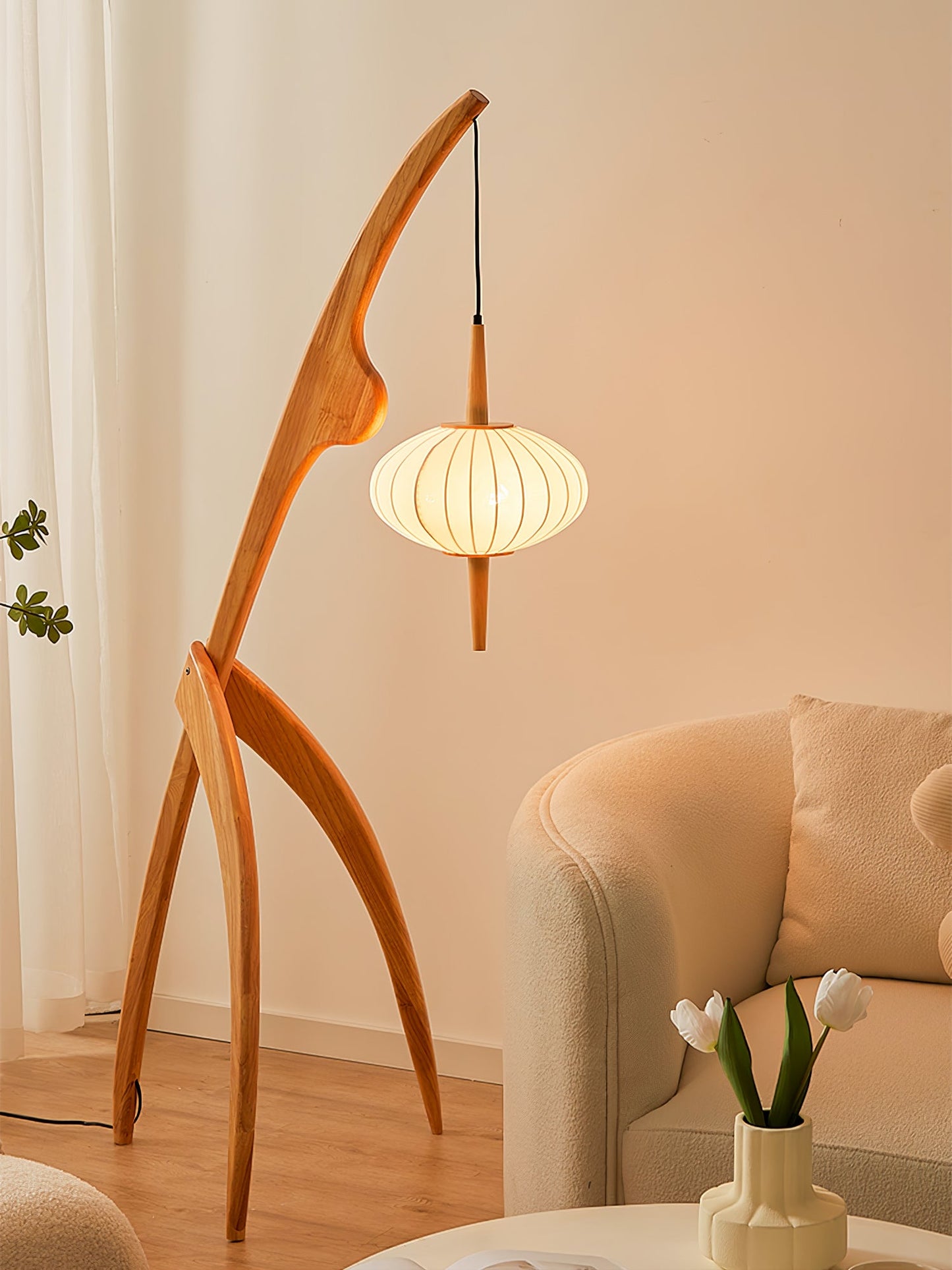 Mantis Wood Torchiere Lamp Floor Lamp