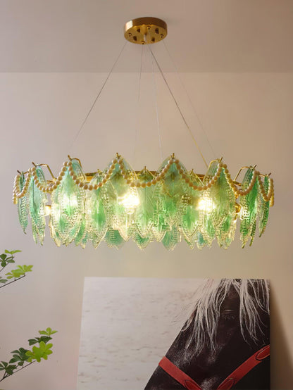 Maple Leaf Glass Ceiling fixture Chandelier