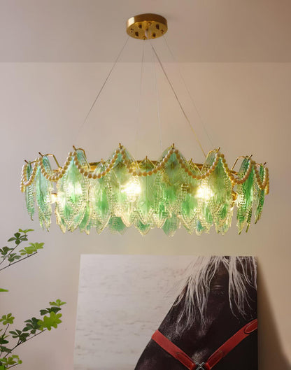 Maple Leaf Glass Ceiling fixture Chandelier