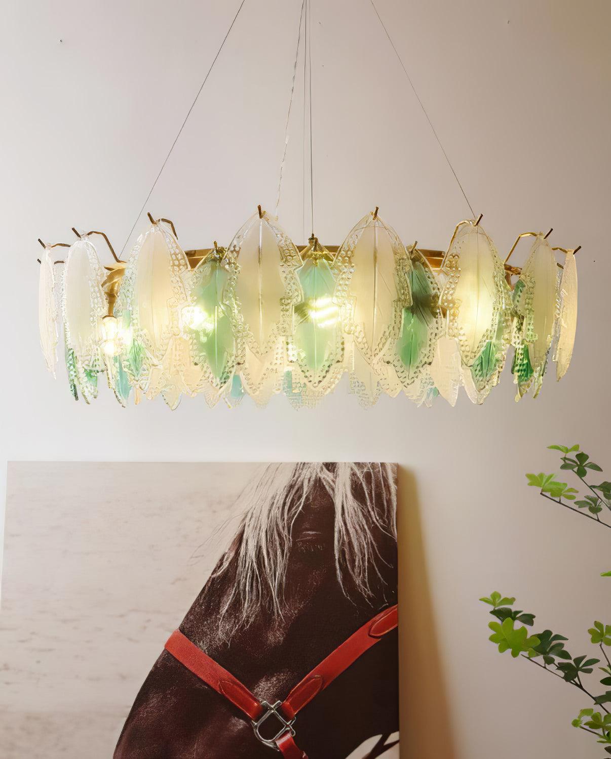 Maple Leaf Glass Ceiling fixture Chandelier