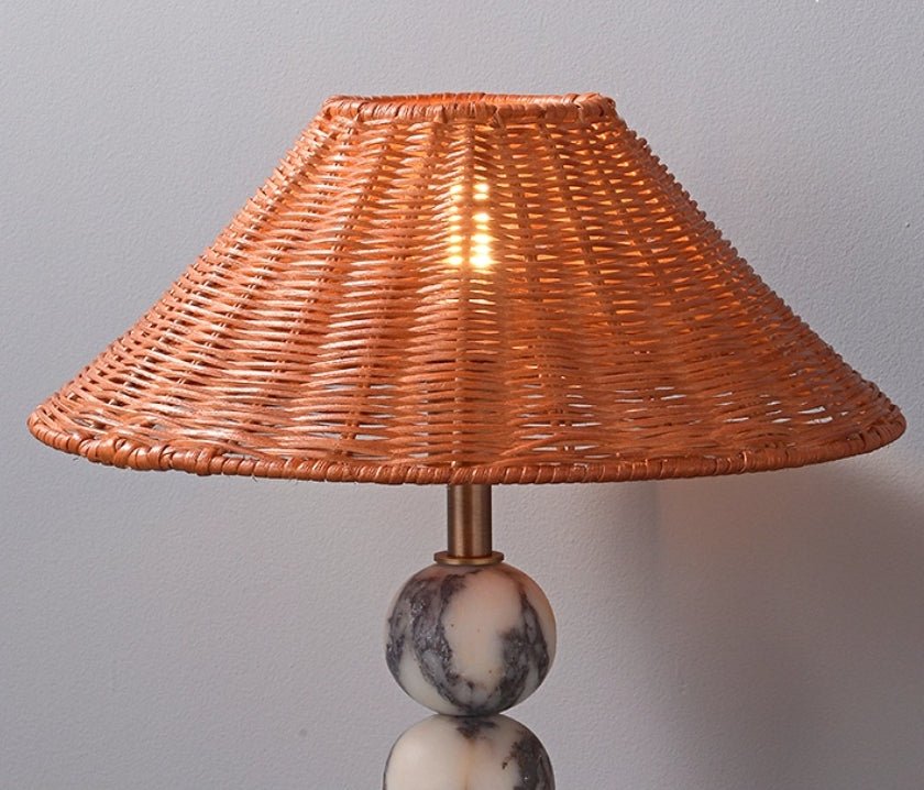 Marble Orb Rattan Table Lamp