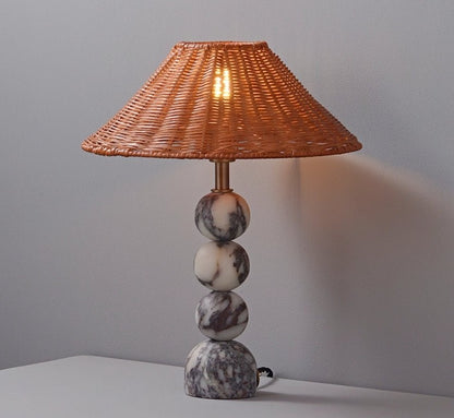 Marble Orb Rattan Table Lamp
