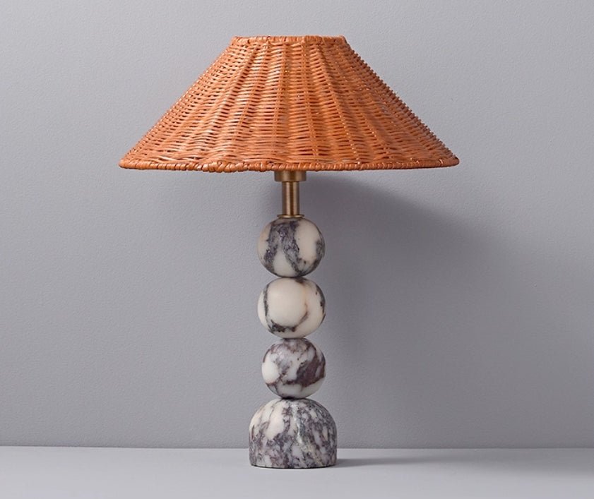 Marble Orb Rattan Table Lamp