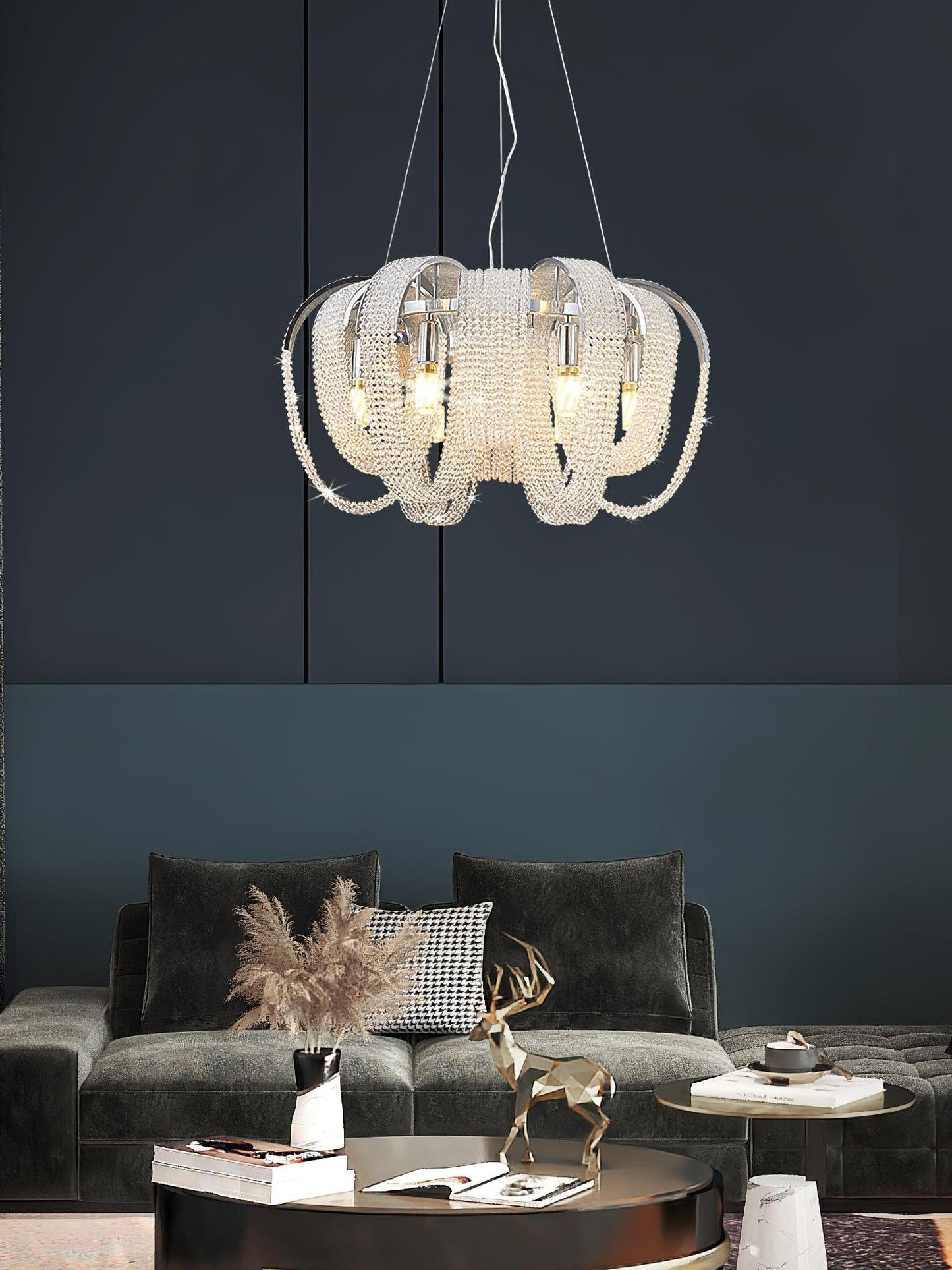 Mesh Crystal Crown Chandelier