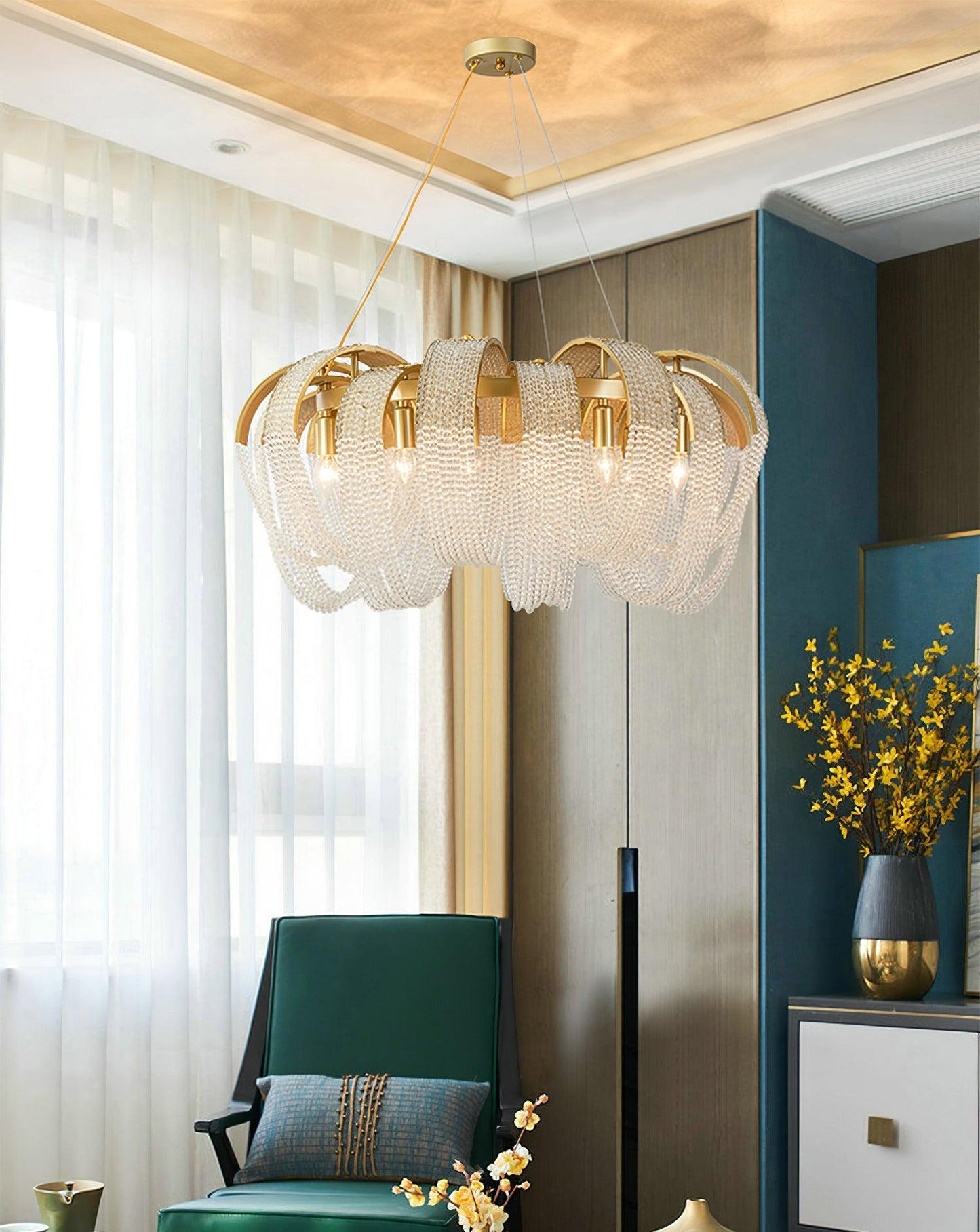 Mesh Crystal Crown Chandelier