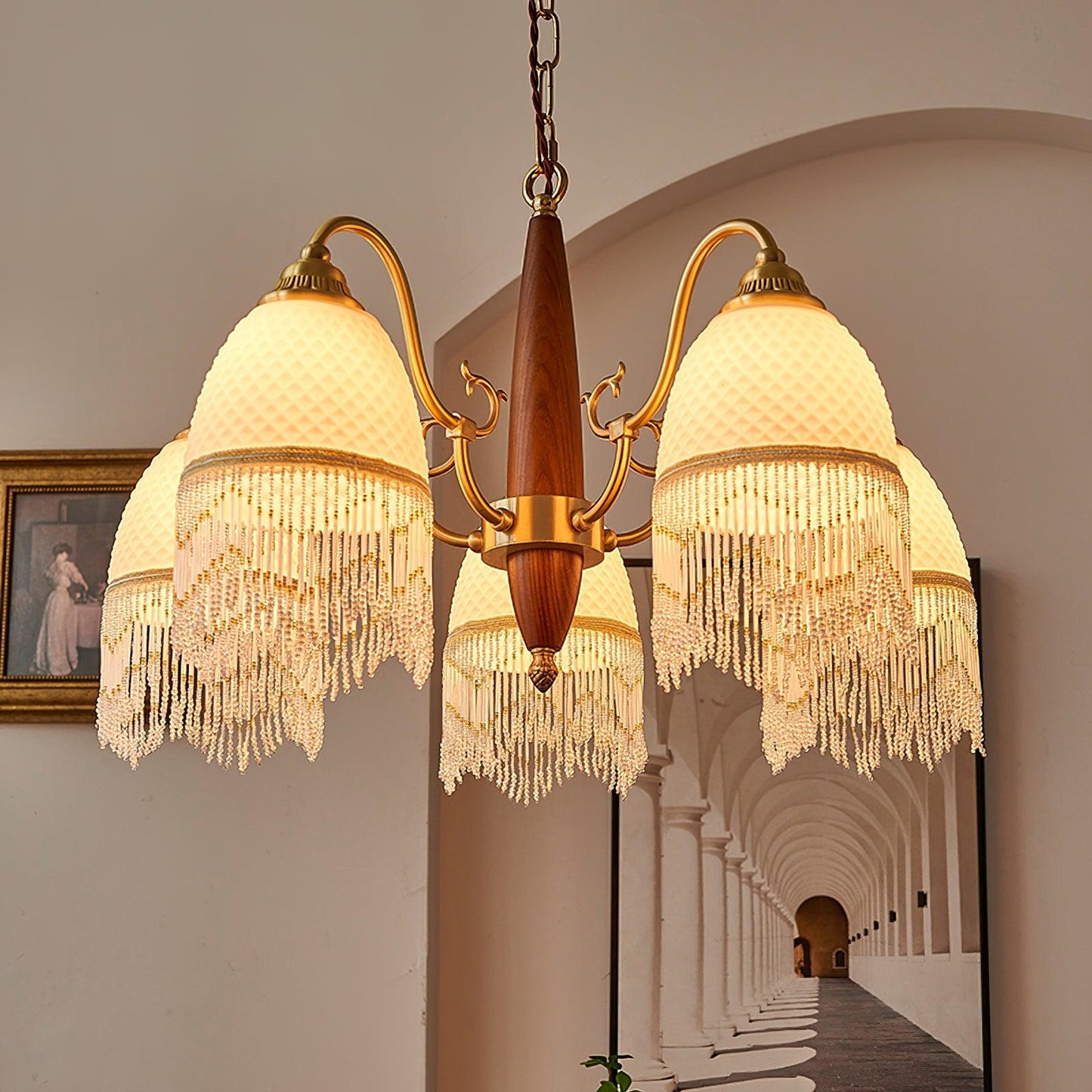 Mesh Tassel Glass Electrolier Chandelier